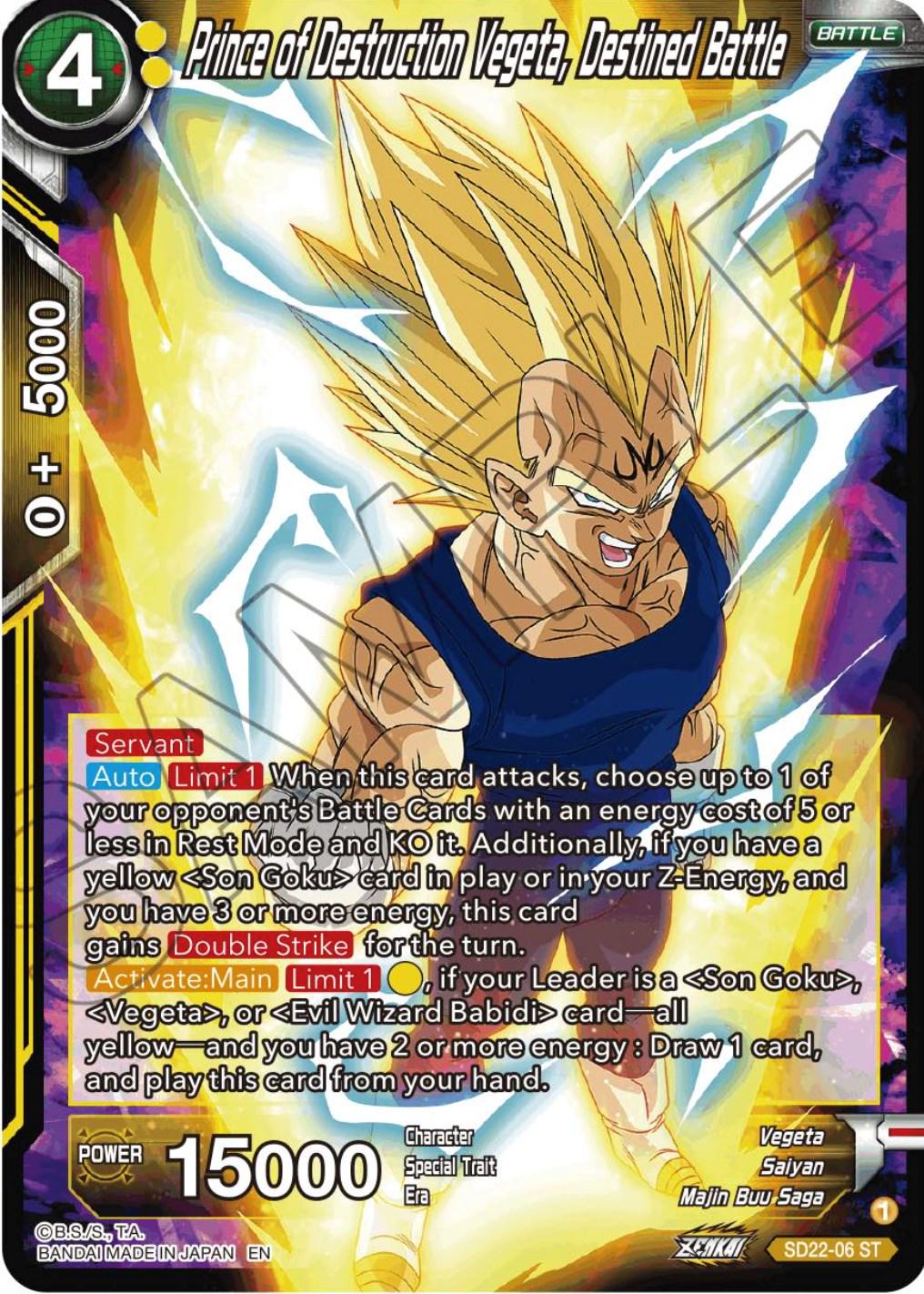 Prince of Destruction Vegeta, Destined Battle SD22-06 Dragon Ball Super Power Absorbed