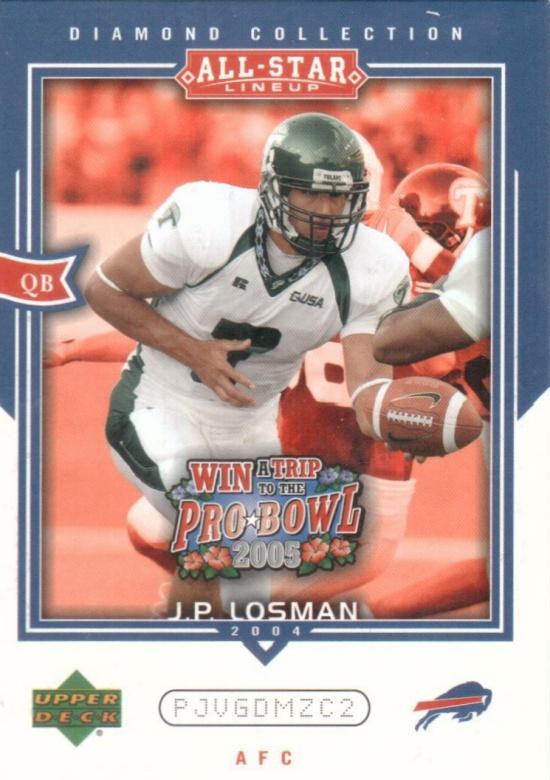 J.P. Losman #AS21 2004 Upper Deck Diamond Collection All Star Lineup Pro Bowl Sweepstakes Football