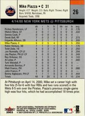 Back Of Card | Mike Piazza Baseball Cards 2003 Fleer Box Score