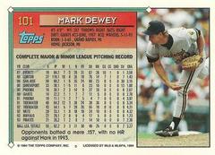 Back Of Card | Mark Dewey Baseball Cards 1994 Topps