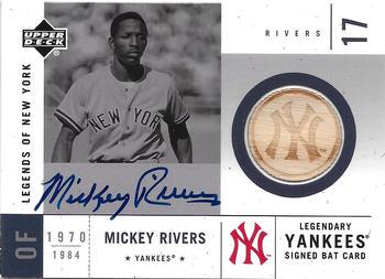 Mickey Rivers #SYB-MR 2001 Upper Deck Legends of New York Baseball Signed Game-Used Bats