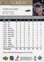 Back Of Card | Teemu Selanne [Exclusives] Hockey Cards 2006 Upper Deck