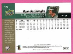 Back Of Card | RYAN SPILSBORGHS Baseball Cards 2010 Upper Deck