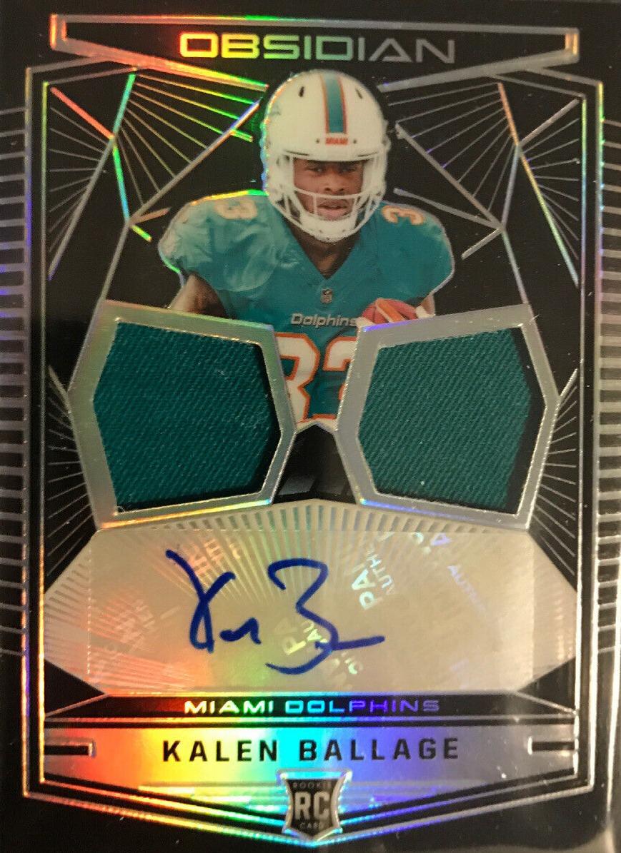 Kalen Ballage #24 Football Cards 2018 Panini Obsidian Rookie Jersey Ink Dual Relics