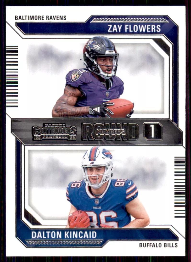 Dalton Kincaid / Zay Flowers #9 Football Cards 2023 Panini Contenders Round Number