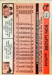 Back Of Card | Ron LeFlore Baseball Cards 1981 Topps