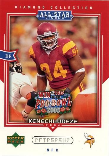 Kenechi Udeze #AS18 2004 Upper Deck Diamond Collection All Star Lineup Pro Bowl Sweepstakes Football