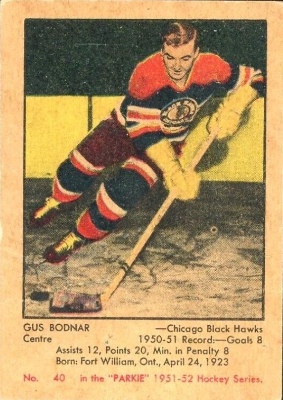 Gus Bodnar #40 Hockey Cards 1951 Parkhurst