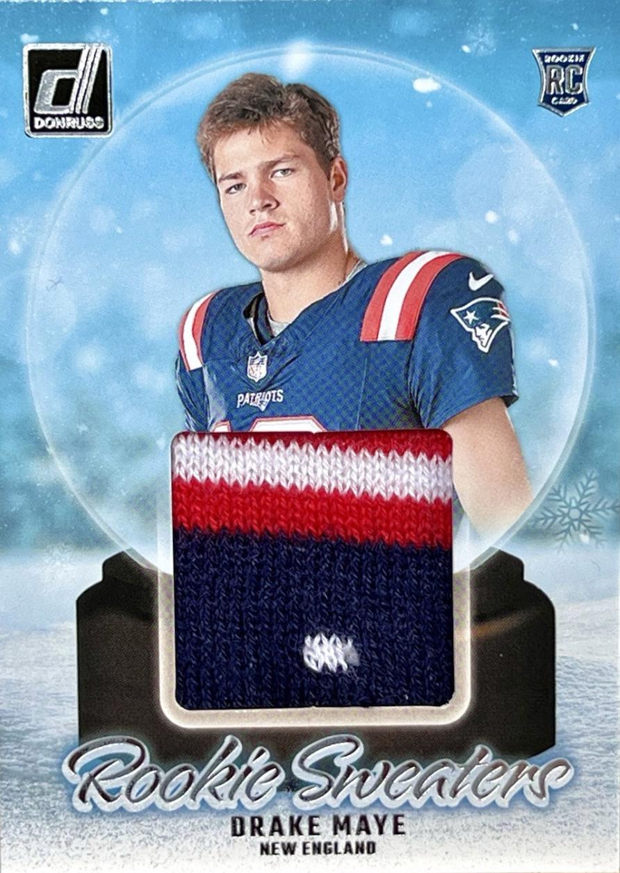 Drake Maye #RHS-DMA Football Cards 2024 Panini Donruss Rookie Holiday Sweater