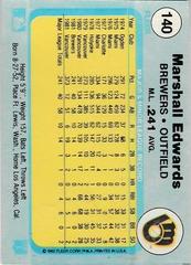 Back Of Card | Marshall Edwards Baseball Cards 1982 Fleer