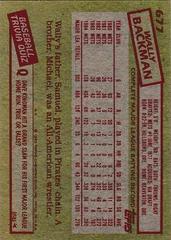 Back Of Card | Wally Backman Baseball Cards 1985 Topps