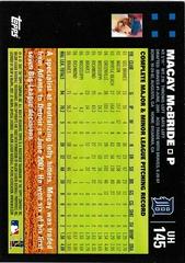Back Of Card | Macay McBride Baseball Cards 2007 Topps Update & Highlights