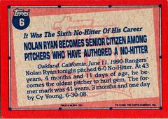 Back Of Card | Nolan Ryan Baseball Cards 1991 Topps