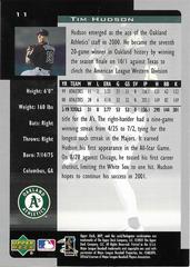 Back | Tim Hudson Baseball Cards 2001 Upper Deck MVP