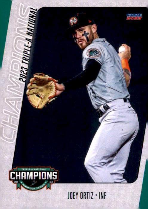 Joey Ortiz #24 2023 Choice Norfolk Tides Triple A Champions Baseball
