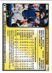 Back Of Card | Javier Valentin Baseball Cards 1999 Topps
