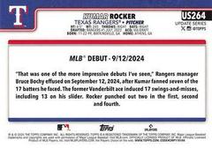 Back Of Card | Kumar Rocker Baseball Cards 2025 Topps Update
