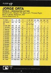 Back Of Card | Jorge Orta Baseball Cards 1986 Fleer