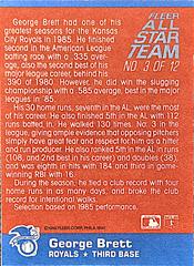 Back | George Brett Baseball Cards 1986 Fleer All Stars