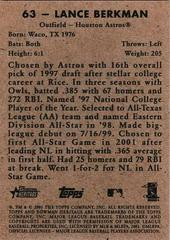 Back Of Card | Lance Berkman Baseball Cards 2001 Bowman Heritage