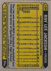 Back Of Card | Roy Lee Jackson Baseball Cards 1987 Topps