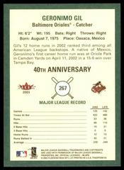 Back | Geronimo Gil Baseball Cards 2003 Fleer Tradition