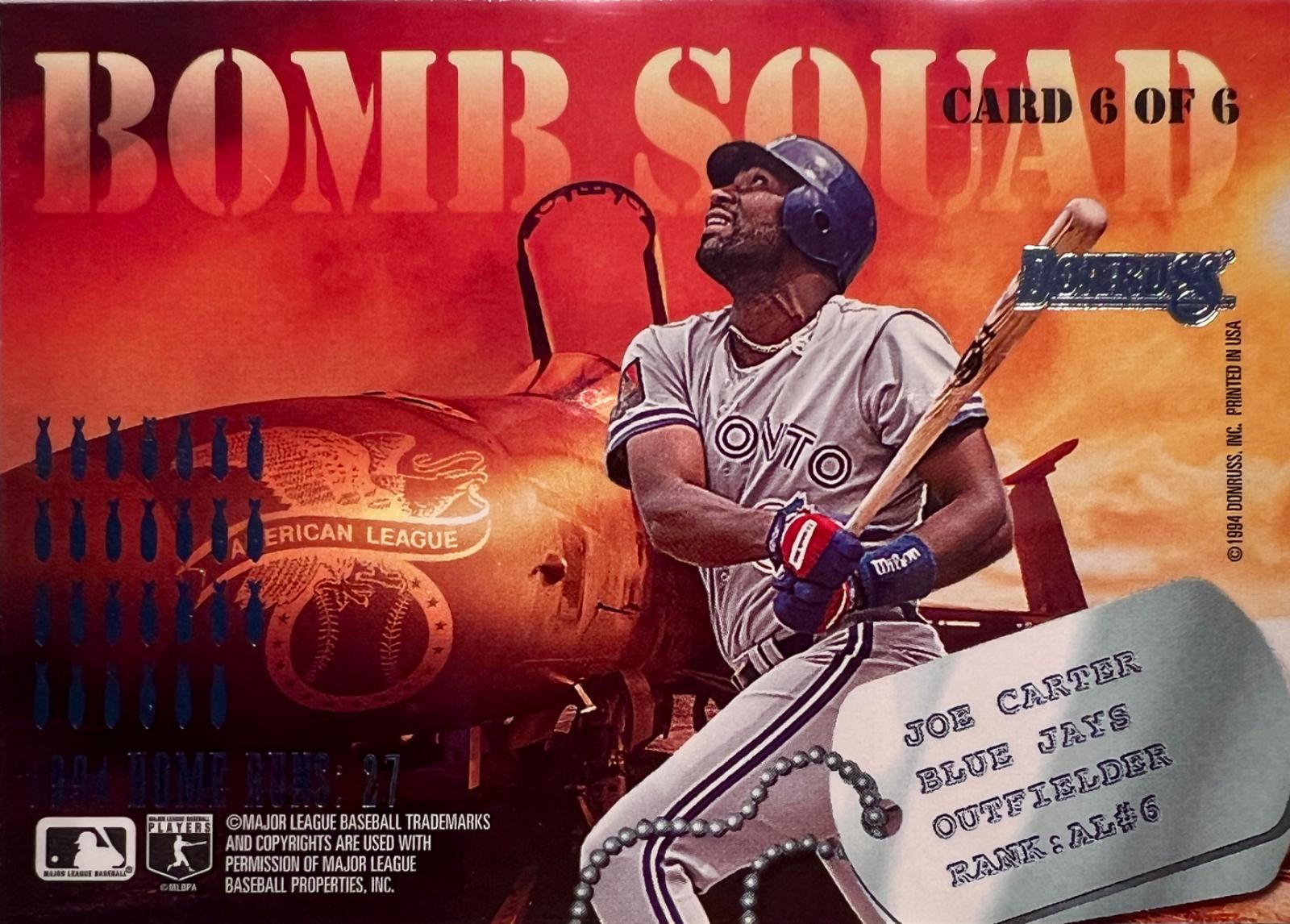 Joe Carter #6 Baseball Cards 1995 Panini Donruss Bomb Squad
