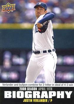 Justin Verlander #SB-199 Baseball Cards 2010 Upper Deck Season Biography
