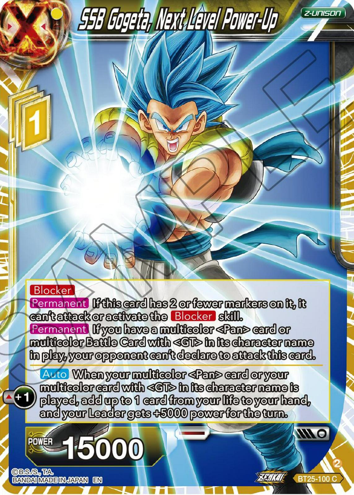 SSB Gogeta, Next Level Power-Up BT25-100 Dragon Ball Super Legend of the Dragon Balls