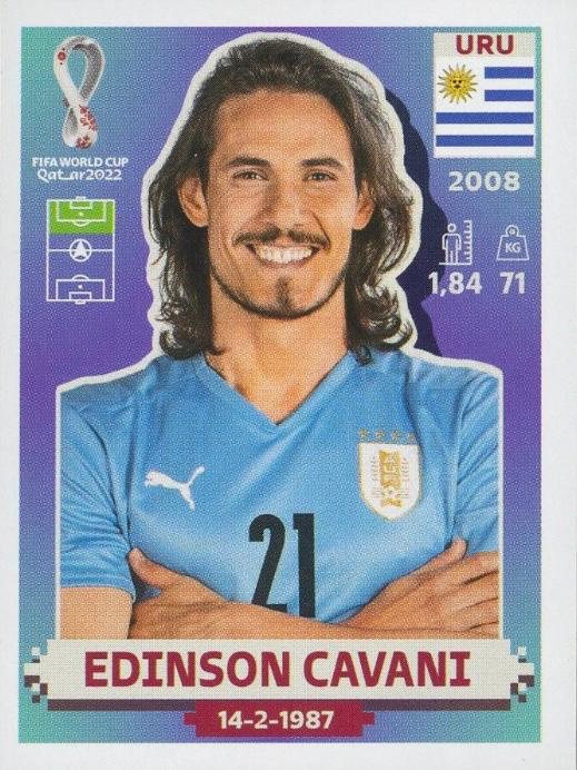 Edinson Cavani #URU17 2022 Panini World Cup Qatar Stickers Soccer