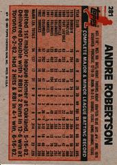 Back Of Card | Andre Robertson Baseball Cards 1983 Topps