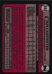 Back Of Card | Cris Carpenter Baseball Cards 1989 Topps