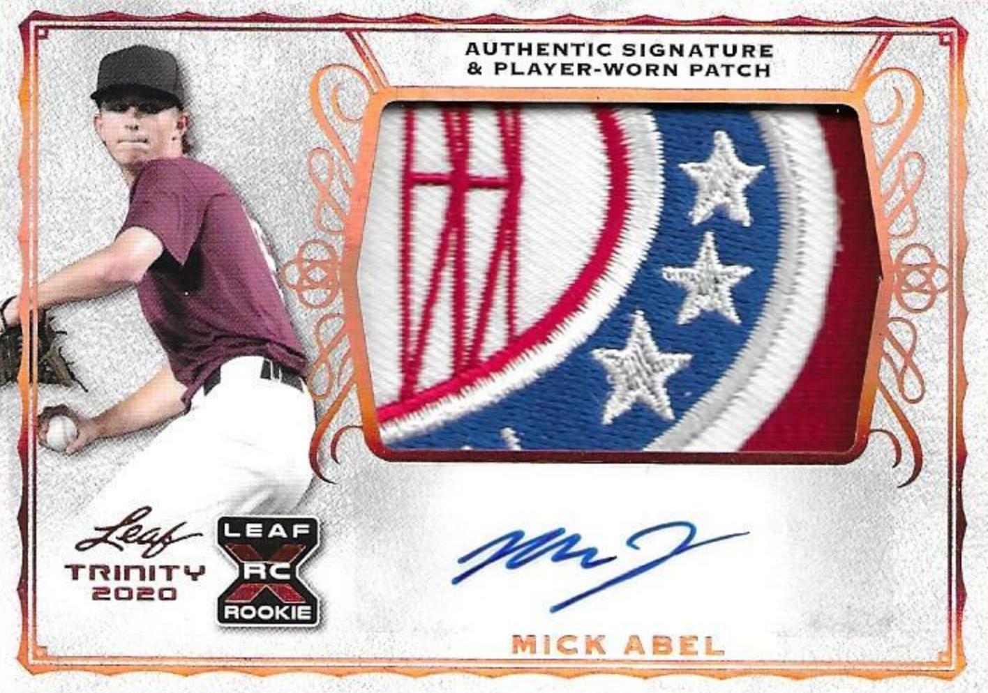Mick Abel #PA-MA1 2020 Leaf Trinity Patch Autographs Baseball