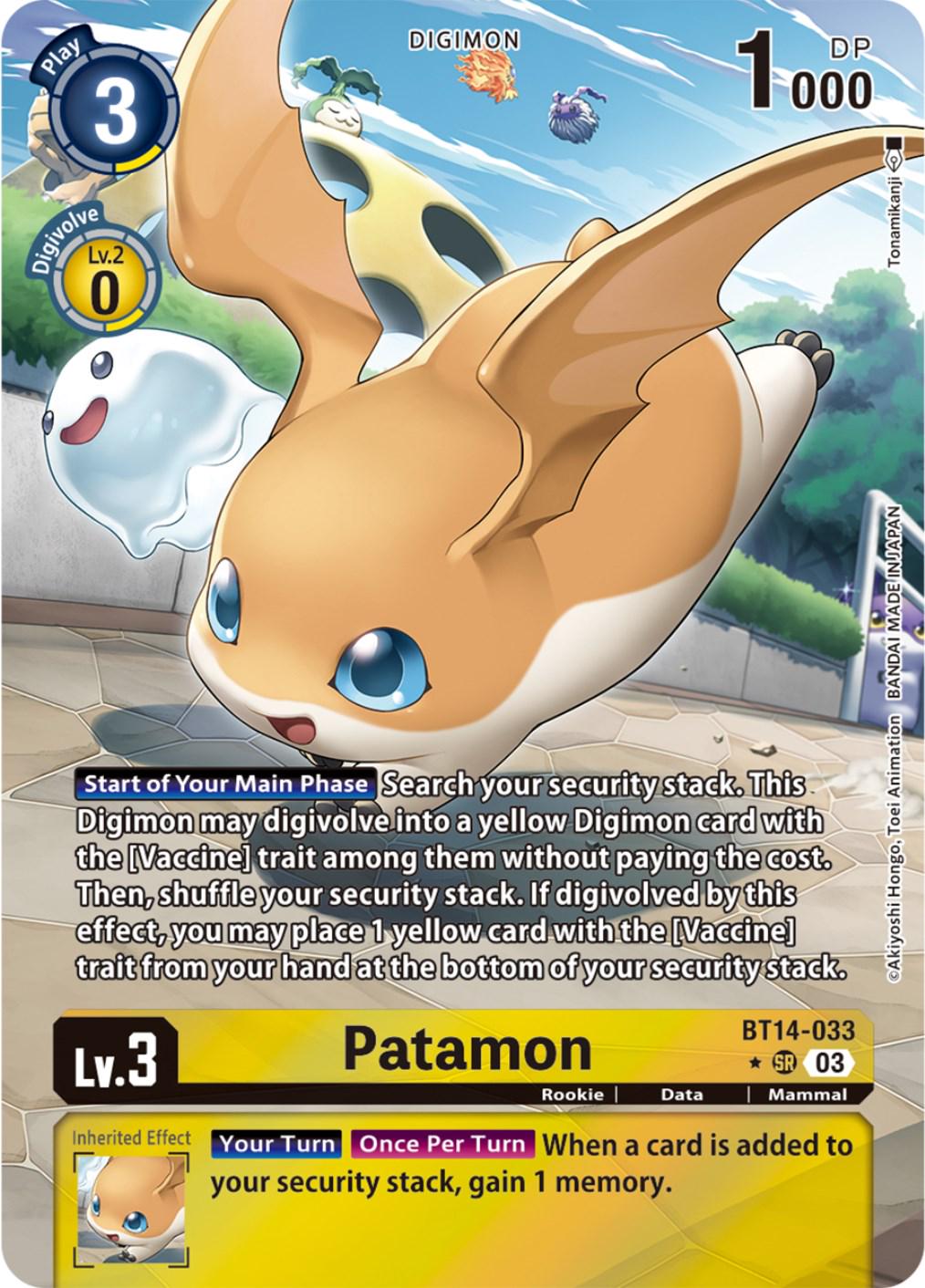 Patamon [Alternate Art Foil] #BT14-033 Prices | Digimon Blast Ace | Digimon  Cards