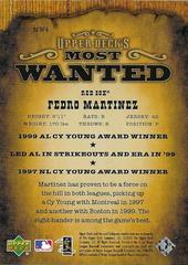 Back | Pedro Martinez Baseball Cards 2001 Upper Deck Most Wanted