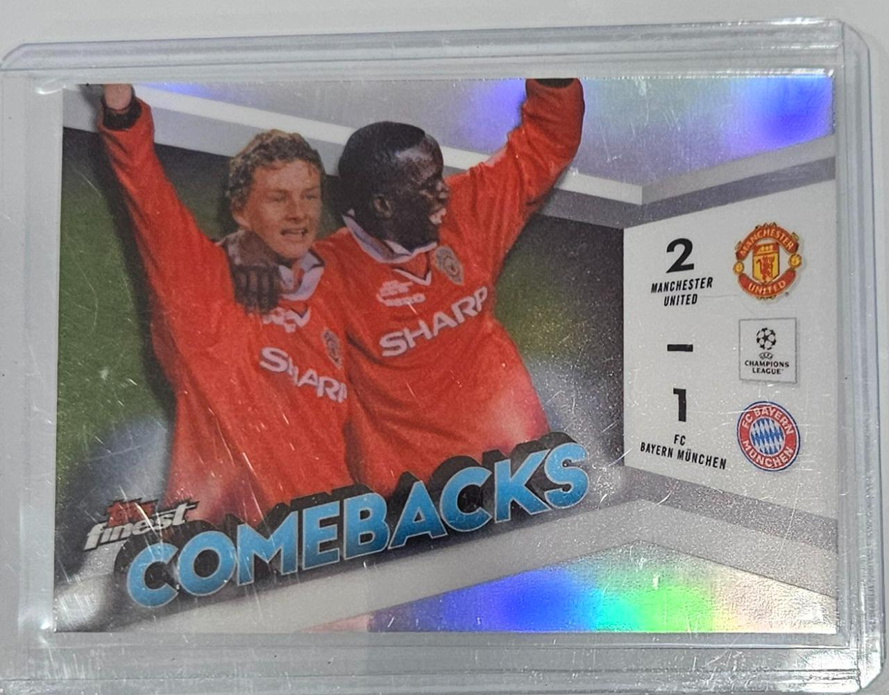 Manchester United vs. FC Bayern Munchen #FC-4 Soccer Cards 2023 Topps Finest UEFA Club Comeback