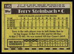 Back | Terry Steinbach Baseball Cards 1990 Topps