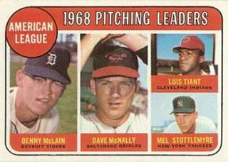 American League 1968 Pitching Leaders: Denny McLain / Dave McNally / Luis Tiant / Mel Stottlemyre