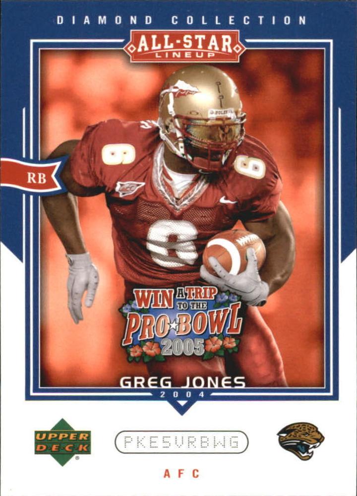 Greg Jones #AS23 2004 Upper Deck Diamond Collection All Star Lineup Pro Bowl Sweepstakes Football