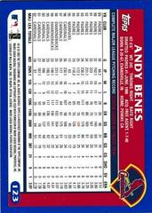 Back Of Card | Andy Benes Baseball Cards 2003 Topps