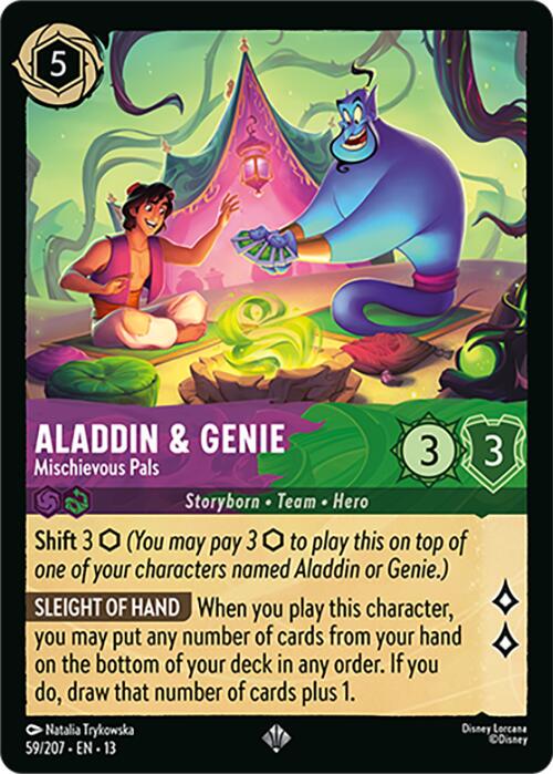 Disney Lorcana アラジン＆ジーニー イタズラ仲間 エンチャンテッド Aladdin & Genie - Mischievous Pals [Foil] #59 Prices | Lorcana
