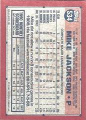 Back Of Card | Mike Jackson Baseball Cards 1991 Topps