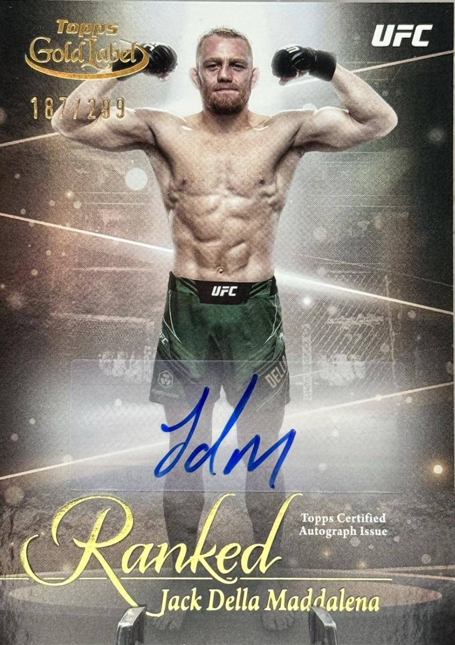 Jack Della Maddalena #RIK-JDM Ufc Cards 2024 Topps Gold Label UFC Ranked Ink Autograph