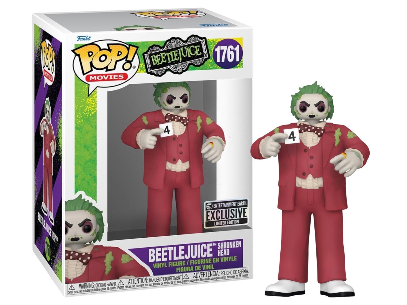 Beetlejuice Shrunken Head #1761 Beetlejuice Funko Pop Entertainment Earth box and figure