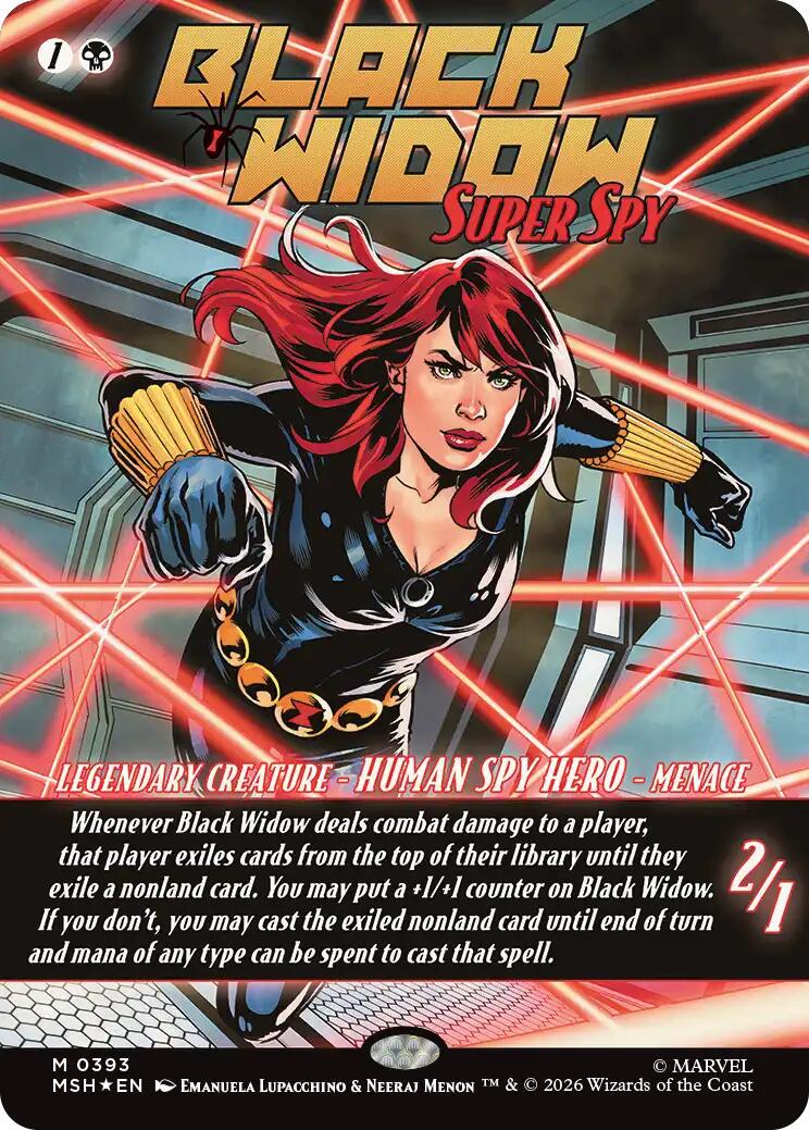 マジック：ザ・ギャザリング MTG Black Widow M0393 EN Foil Black Widow, Super Spy [Borderless] #393 Prices | Magic Marvel