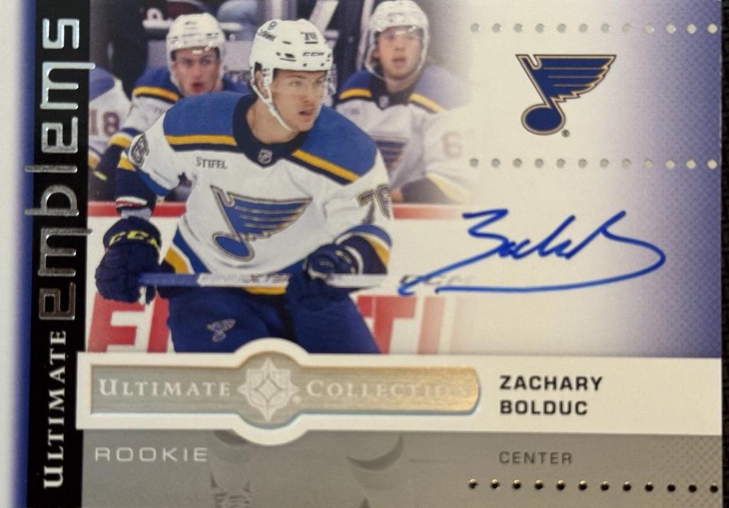 Zachary Bolduc #UER-ZB 2024 Ultimate Collection Emblems Rookie Autograph Hockey