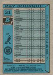 Back Of Card | Ray Bourque Hockey Cards 1990 Bowman