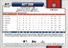 Back Of Card | Matt Shaw Baseball Cards 2026 Topps