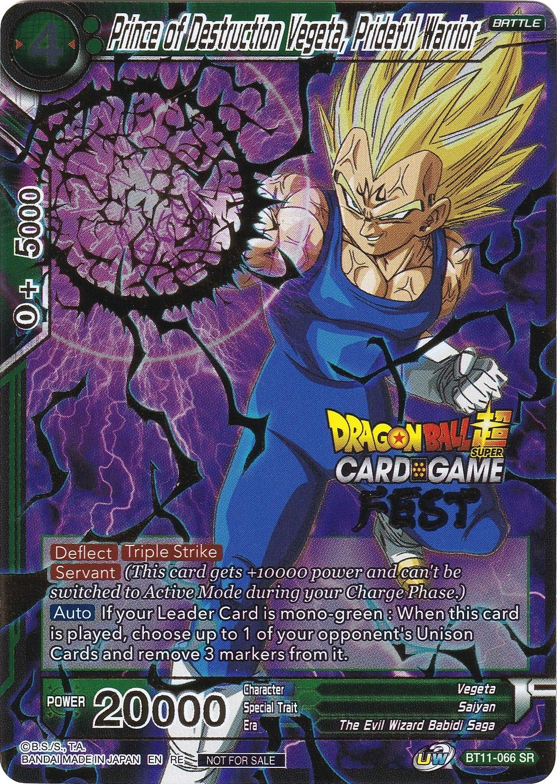 Prince of Destruction Vegeta, Prideful Warrior BT11-066 Dragon Ball Super Divine Multiverse Release Promos