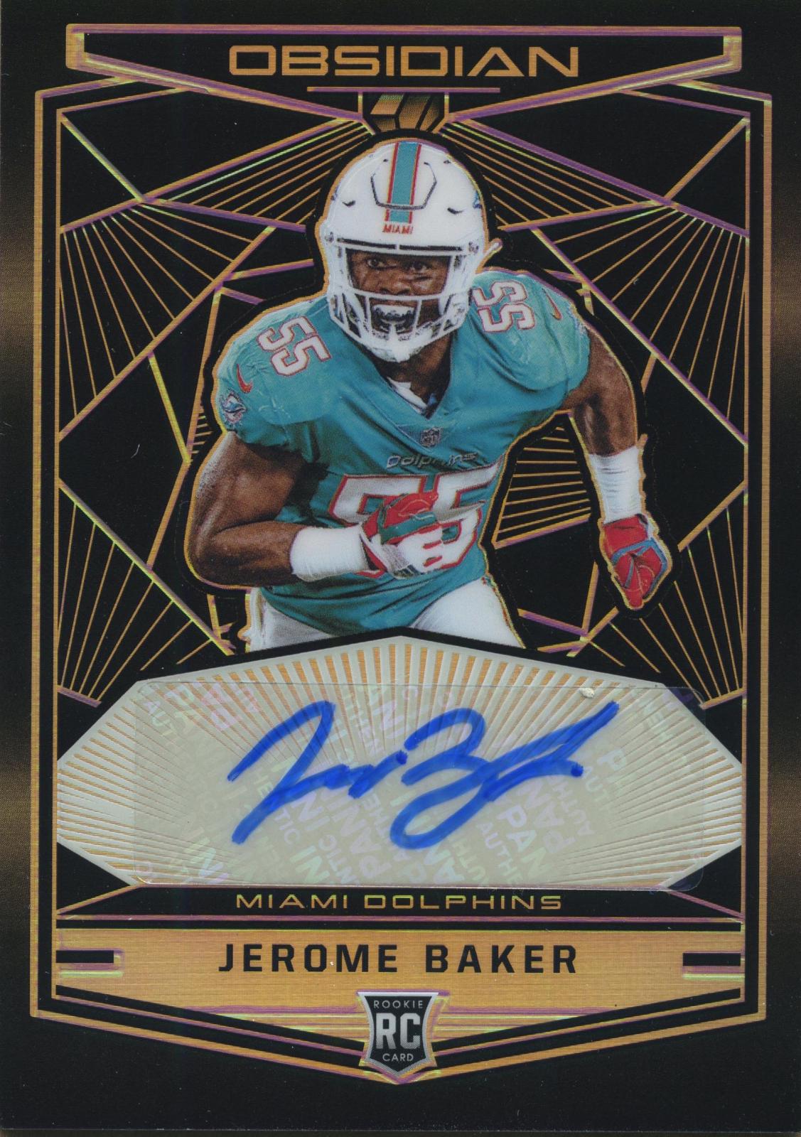 Jerome Baker #181 Football Cards 2018 Panini Obsidian Rookie Autographs